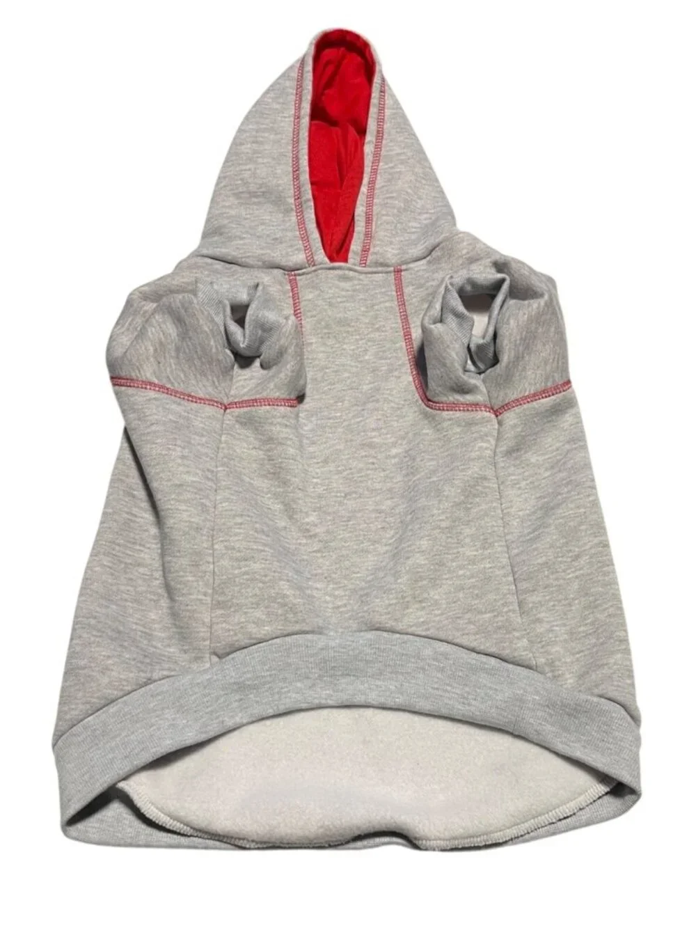 Gray Woof Dog Hoodie Sweatshirt XL I Wuff You Red & White Polyester